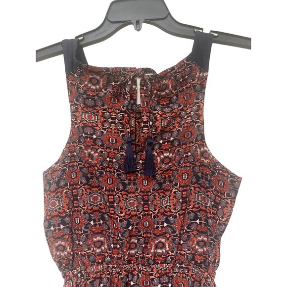 Athleta XS Sleeveless Red & Navy‎ Geometric Print Dress With Tie-Back - Picture 4 of 13